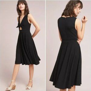 HUTCH black ribbed knit April keyhole fit and flare dress